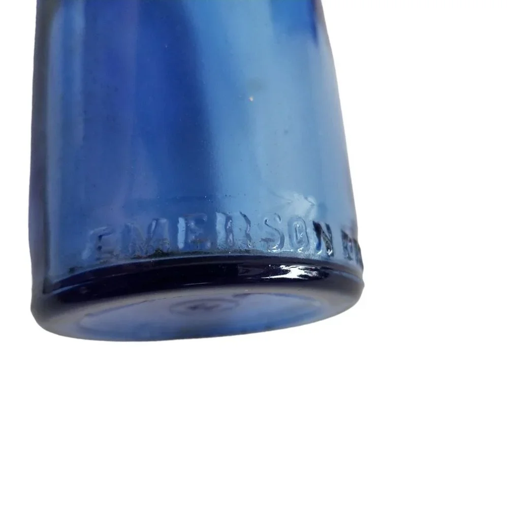 Vintage Cobalt Blue glass Bottles Bromo Seltzer Emerson Drug Co Decorative Old